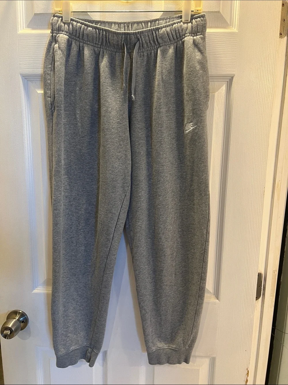 Nike Gray Fleece Joggers with Drawstring Waist